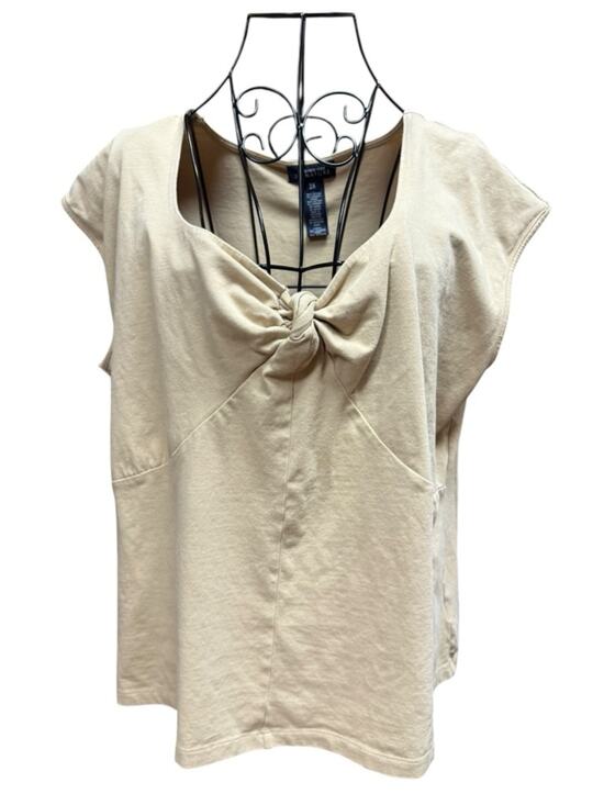 Jones New York Tops - Jones New York Knot Front Cap Sleeve Top in Beige 2X